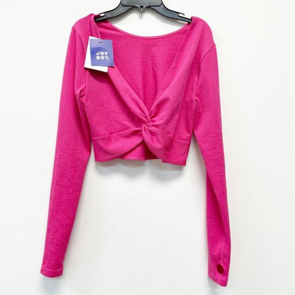Joy Lab Women's Pink Long Sleeve Twist Knot Front‎ Top Size XL